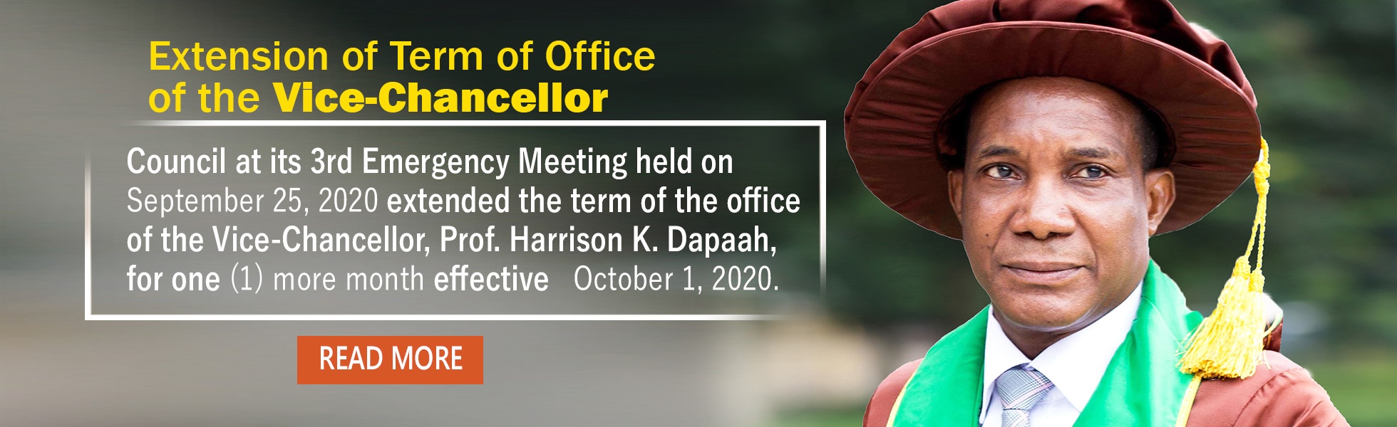 TERM OF OFFICE OF THE VICE-CHANCELLOR HAS BEEN EXTENDED